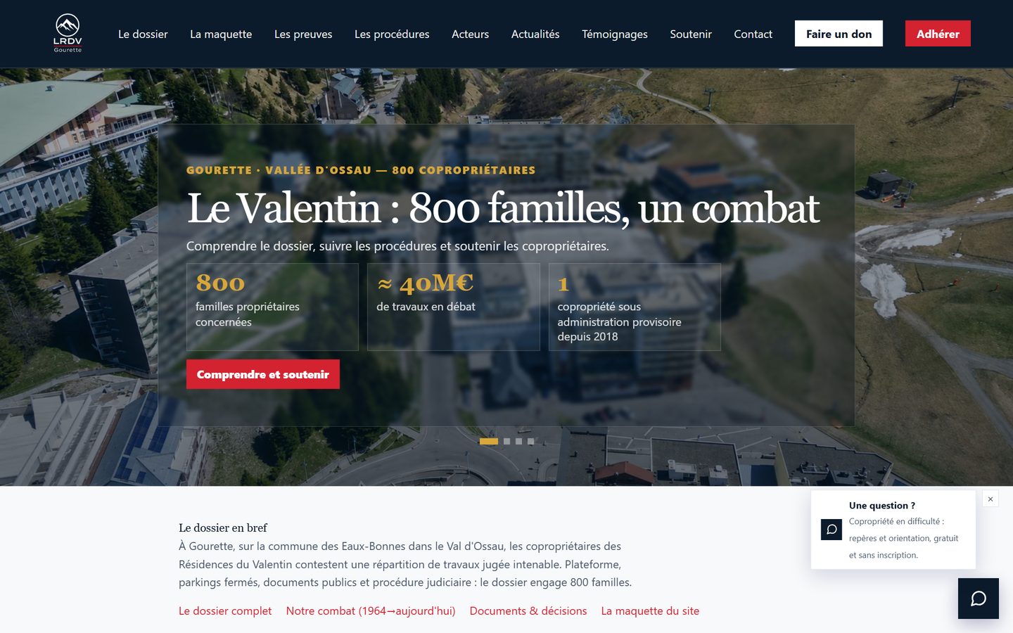 Site des Résidences du Valentin à Gourette — vue aérienne du village.